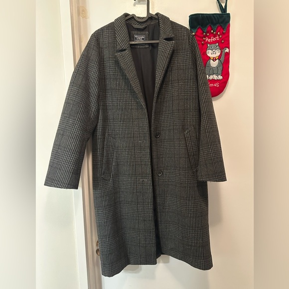 A&F Plaid Wool Blend Dad Coat - Picture 2 of 5